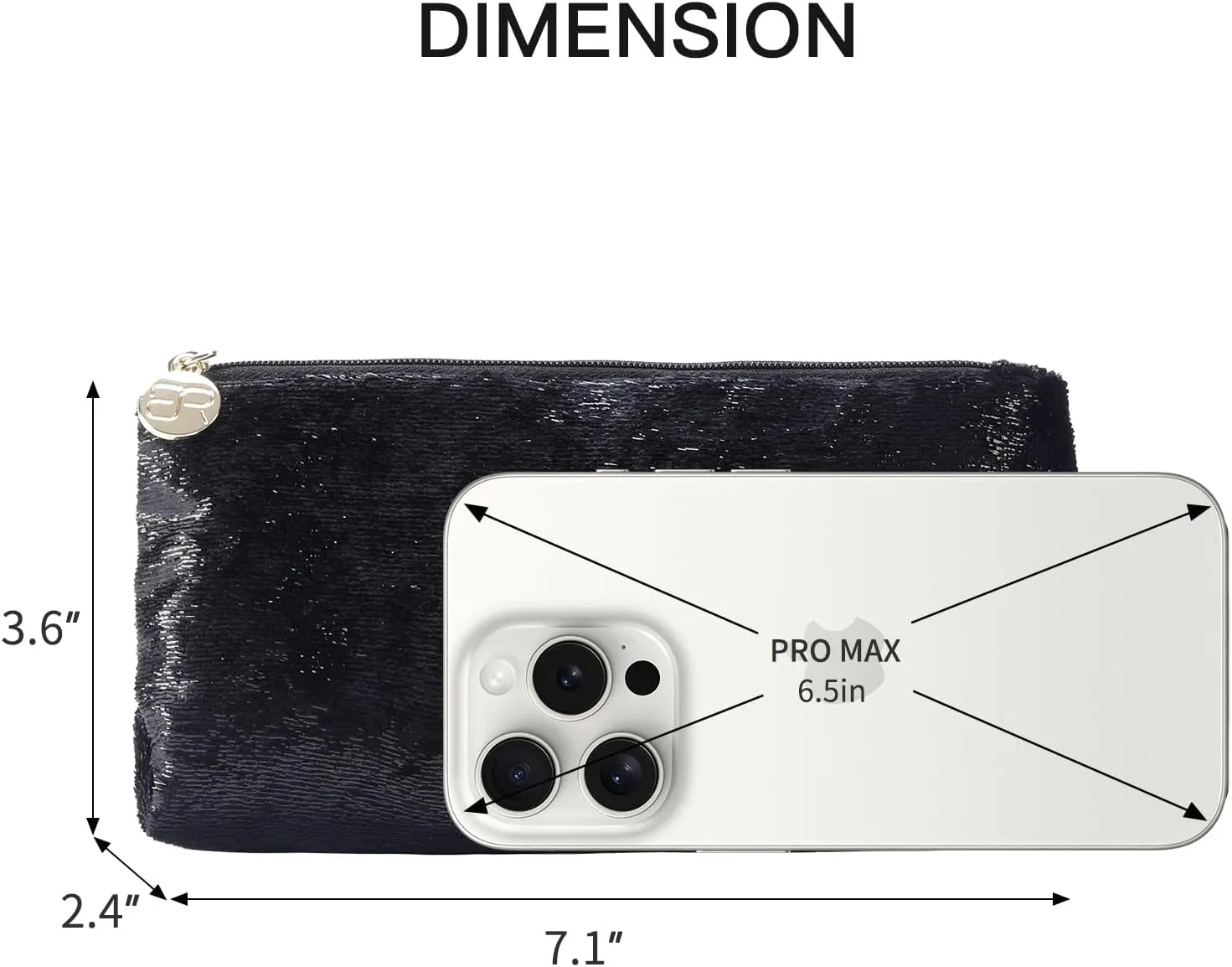Small Makeup Bag for PurseBlack Cosmetic Travel Bag for Women, Cute Make Up Pouch for Accessories
