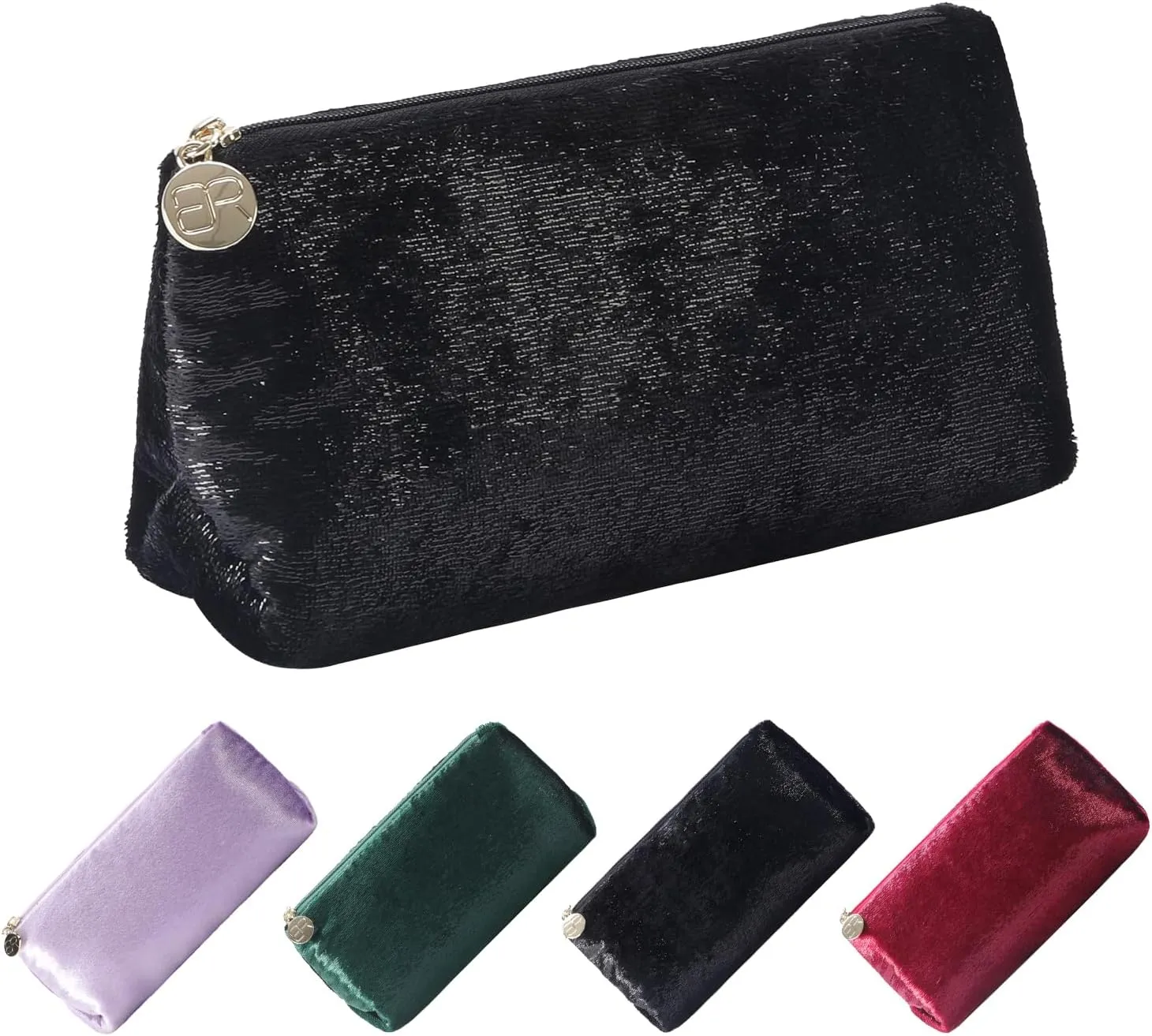 Small Makeup Bag for PurseBlack Cosmetic Travel Bag for Women, Cute Make Up Pouch for Accessories