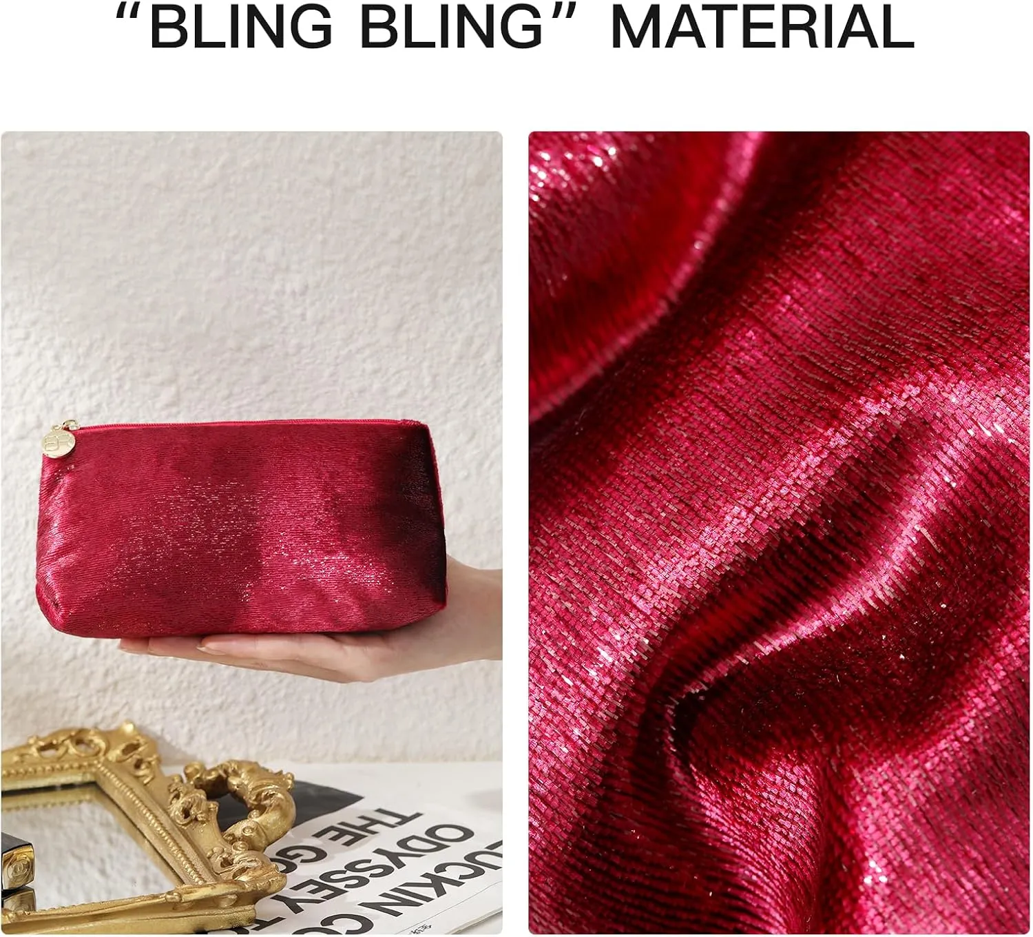 Small Makeup Bag for PurseRed Cosmetic Travel Bag for Women, Cute Make Up Pouch for Accessories