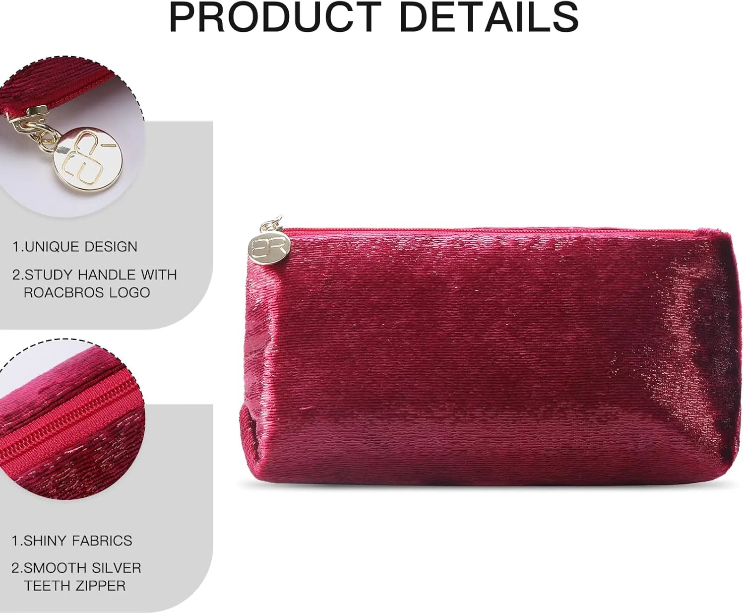 Small Makeup Bag for PurseRed Cosmetic Travel Bag for Women, Cute Make Up Pouch for Accessories