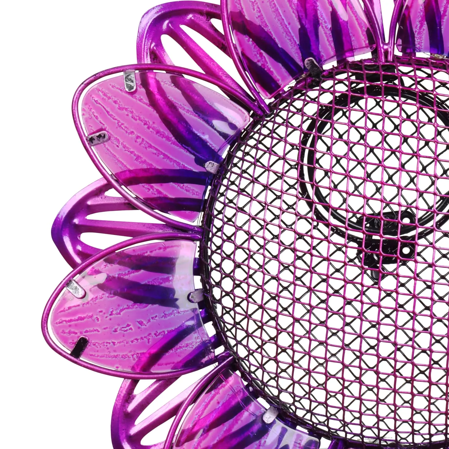 Solar Purple Sunflower Metal and Glass Bird Seed Feeder Garden Stake, 11 by 36 Inches