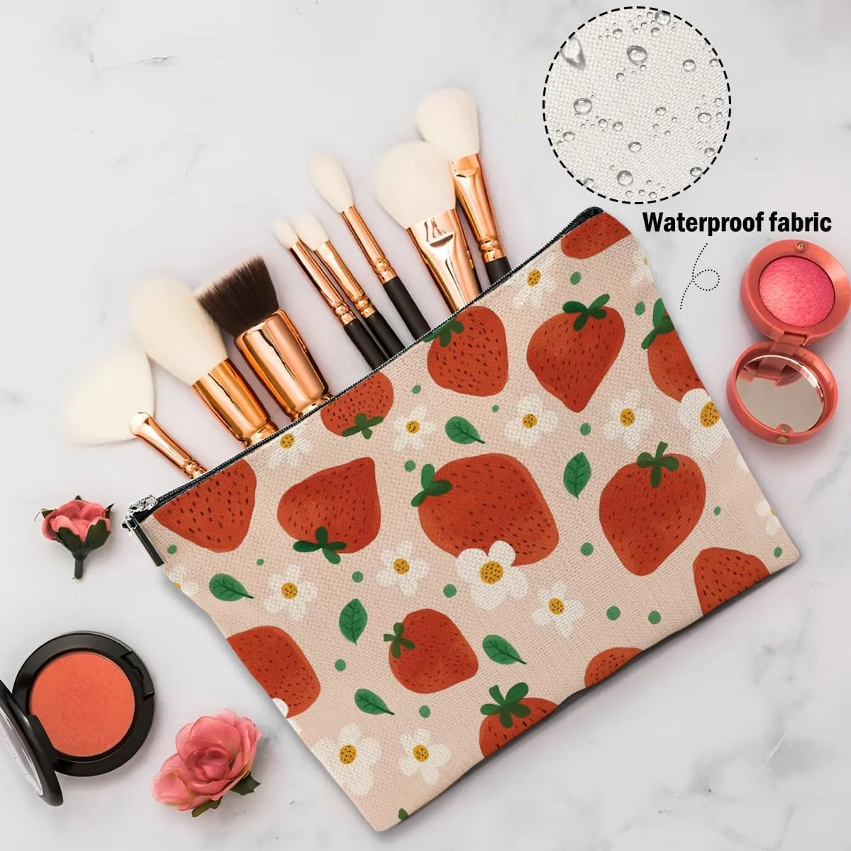 Strawberry Gifts, Strawberries Makeup Bag, Strawberry Stuff Cosmetic Bag Fruit Travel Pouch, Fruit Lovers Gift for Women Girls Daughter Sisters Coworker Friends Graduation Birthday Gifts