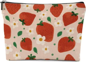 Strawberry Gifts, Strawberries Makeup Bag, Strawberry Stuff Cosmetic Bag Fruit Travel Pouch, Fruit Lovers Gift for Women Girls Daughter Sisters Coworker Friends Graduation Birthday Gifts