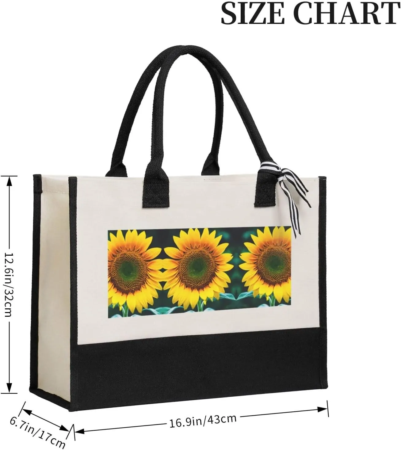 Sunflower Pattern Christmas Tote Bags With Handles Canvas Reusable Gift Bag For Women Shopping Holiday Travel