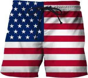 Swimsuit Men Scenery National Flag Digital Print Drawstring with Elastic Waist Casual His and Hers Matching Outfits
