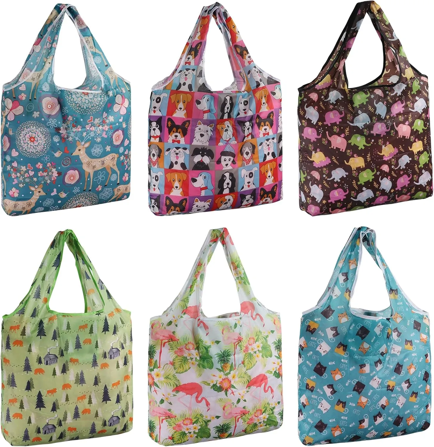 SZUAH Foldable Reusable Shopping Bags 6Pack