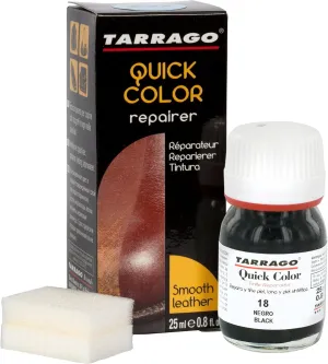Tarrago Quick Color Dye Leather and Canvas Repair - 25 ml Leather Shoe Dye for Dyeing of Leather Footwear, Bags, Shoes, Jackets, Purses & More - Black #18