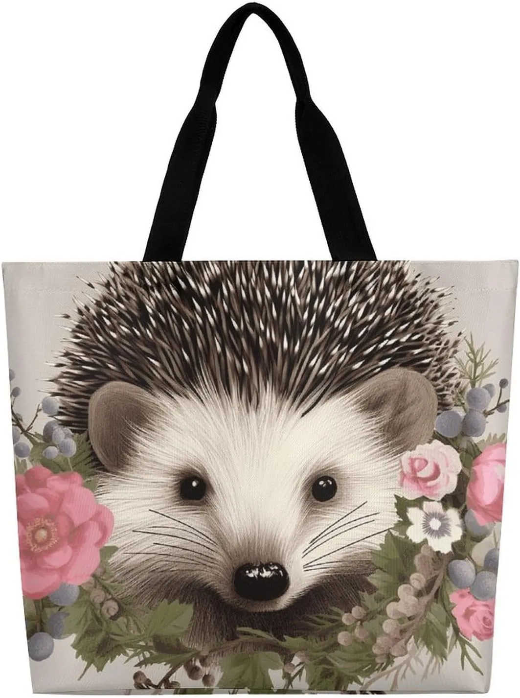Teal Gray Rose Beach Bag Reusable Tote Bag Foldable Grocery Bags Women Shopping Bags for Daily Essentials