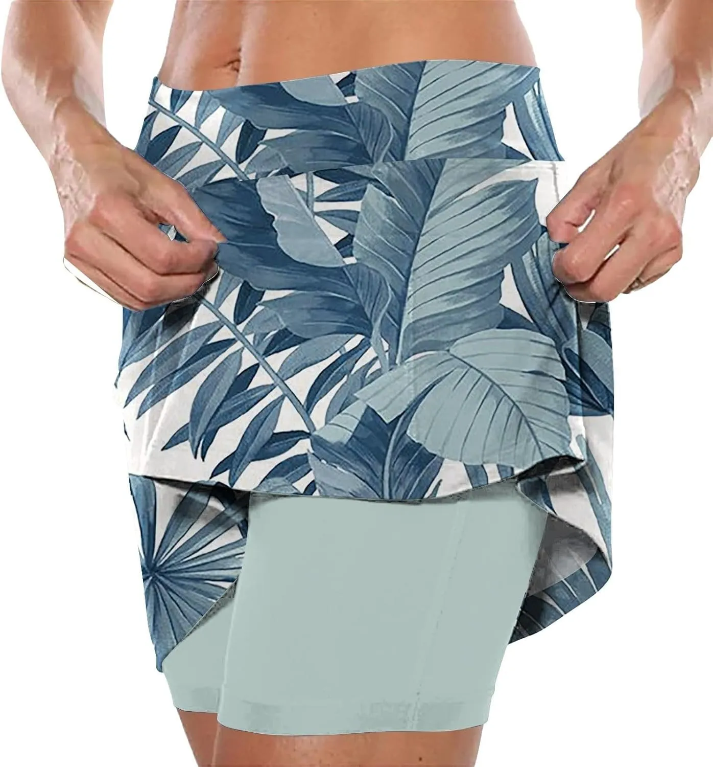 Tennis Skorts for Women Summer Elastic High Waisted Floral Printed Gym Shorts Comfort Baggy Mini Skirts with Pockets