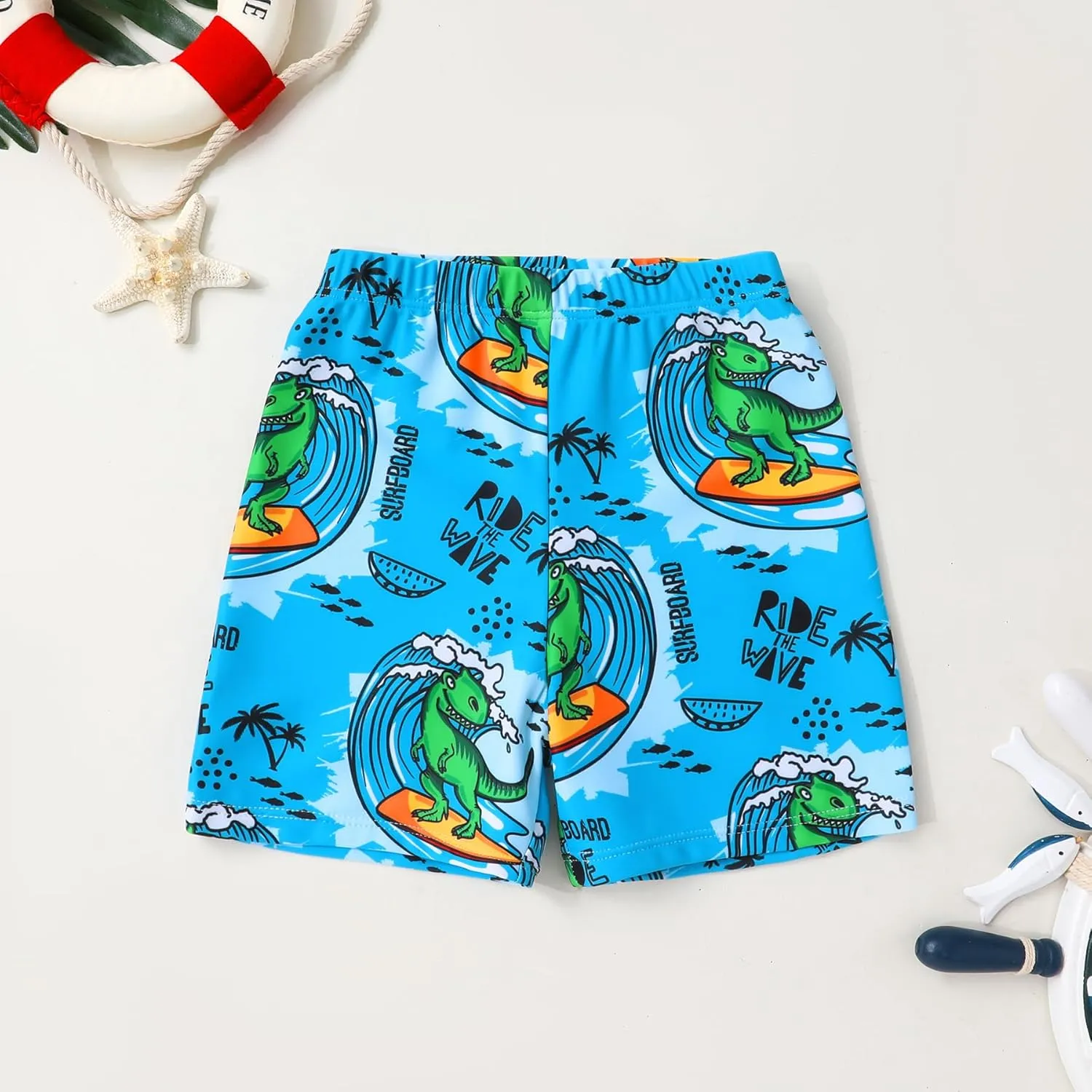 Toddler Baby Boy Swimwear Long Sleeve Rashguard Swimsuit with Sun Hat Cartoon Animal Bathing Suit