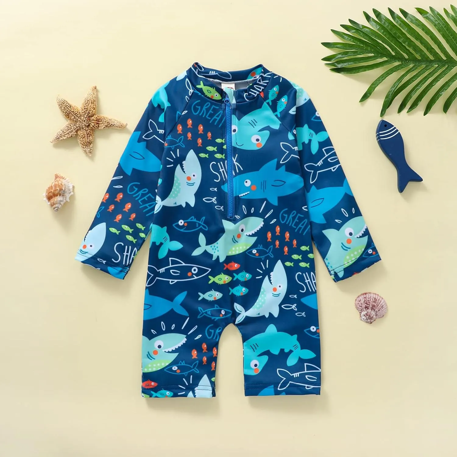 Toddler Infant Baby Boy 4th of July Swimsuit Newborn Rash Guard Boys Girls One Piece Zipper Bathing Suit Swimwear with Hat