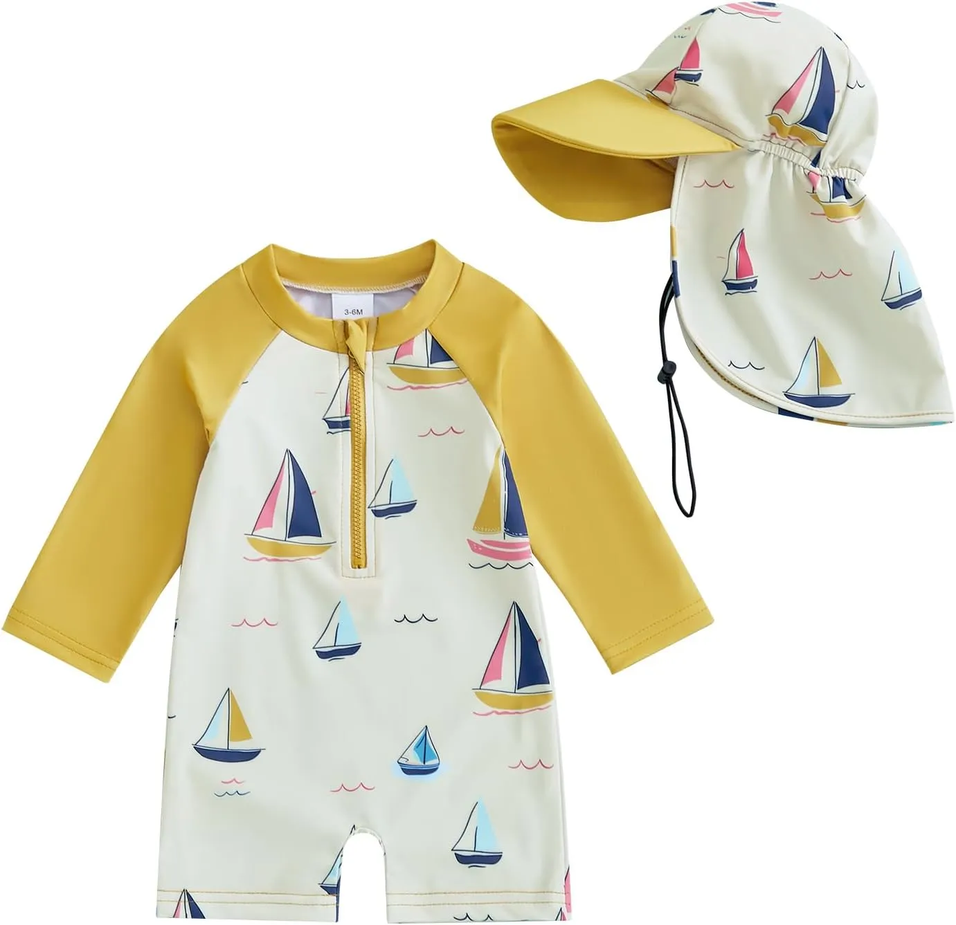 Toddler Infant Baby Boy 4th of July Swimsuit Newborn Rash Guard Boys Girls One Piece Zipper Bathing Suit Swimwear with Hat