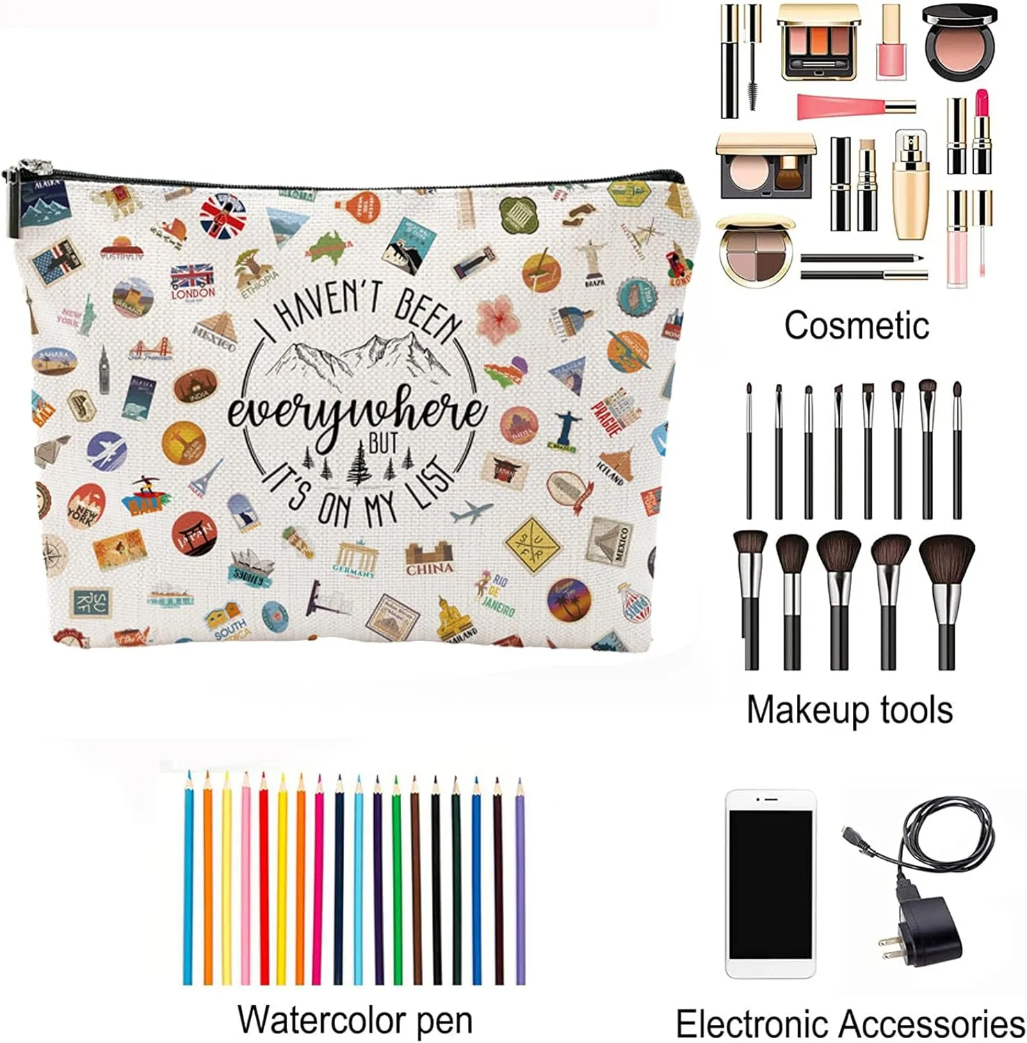 Travel Bag Traveler Gift Travel Cosmetic Bag Travel Accessories Toiletry Bag For Women World Travel Gift