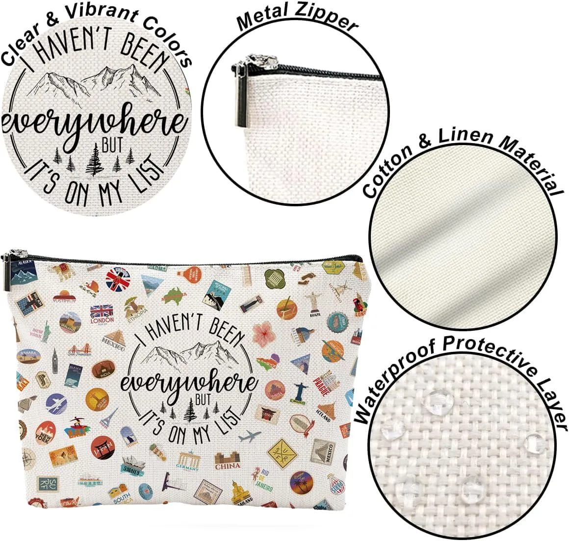 Travel Bag Traveler Gift Travel Cosmetic Bag Travel Accessories Toiletry Bag For Women World Travel Gift