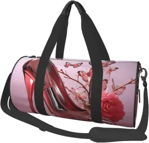 Travel Duffel Bag Foldable Weekender Overnight Bag High Heeled Shoes Butterfly Sports Tote Gym Bag Large Capacity Lightweight Carry On Luggage Bag for Men Women