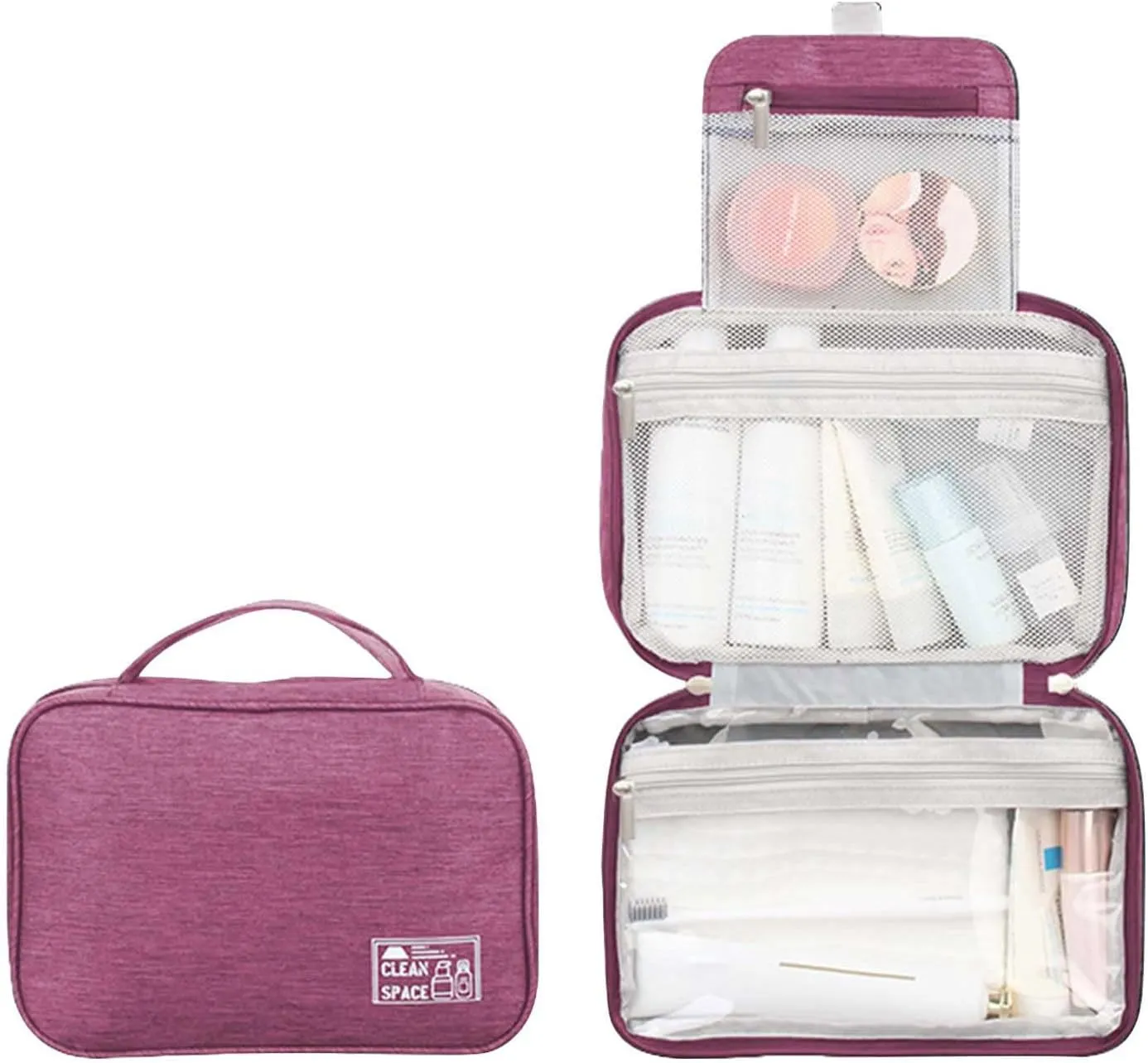 Travel Makeup Bag 10x6.6 Inch Water Resistant Extra Large Makeup Bag Cosmetic Pouch with Handle Toiletry Bag Shampoo,toiletries Full-Size Container Accessories Case for Women Girlfriend Gifts