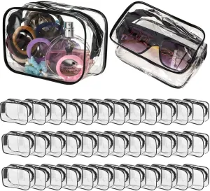 Travel Toiletry Bags, 36Pcs Clear Zippered Makeup Pouches, Portable Pvc Plastic Waterproof Organizer Cases For Vacation Travel Bathroom, Zippered Clear