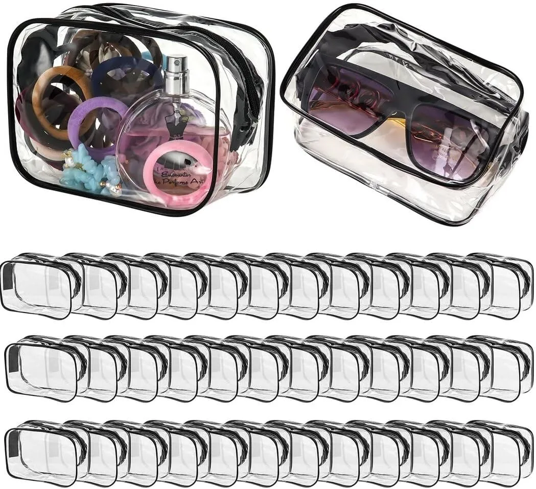 Travel Toiletry Bags, 36Pcs Clear Zippered Makeup Pouches, Portable Pvc Plastic Waterproof Organizer Cases For Vacation Travel Bathroom, Zippered Clear