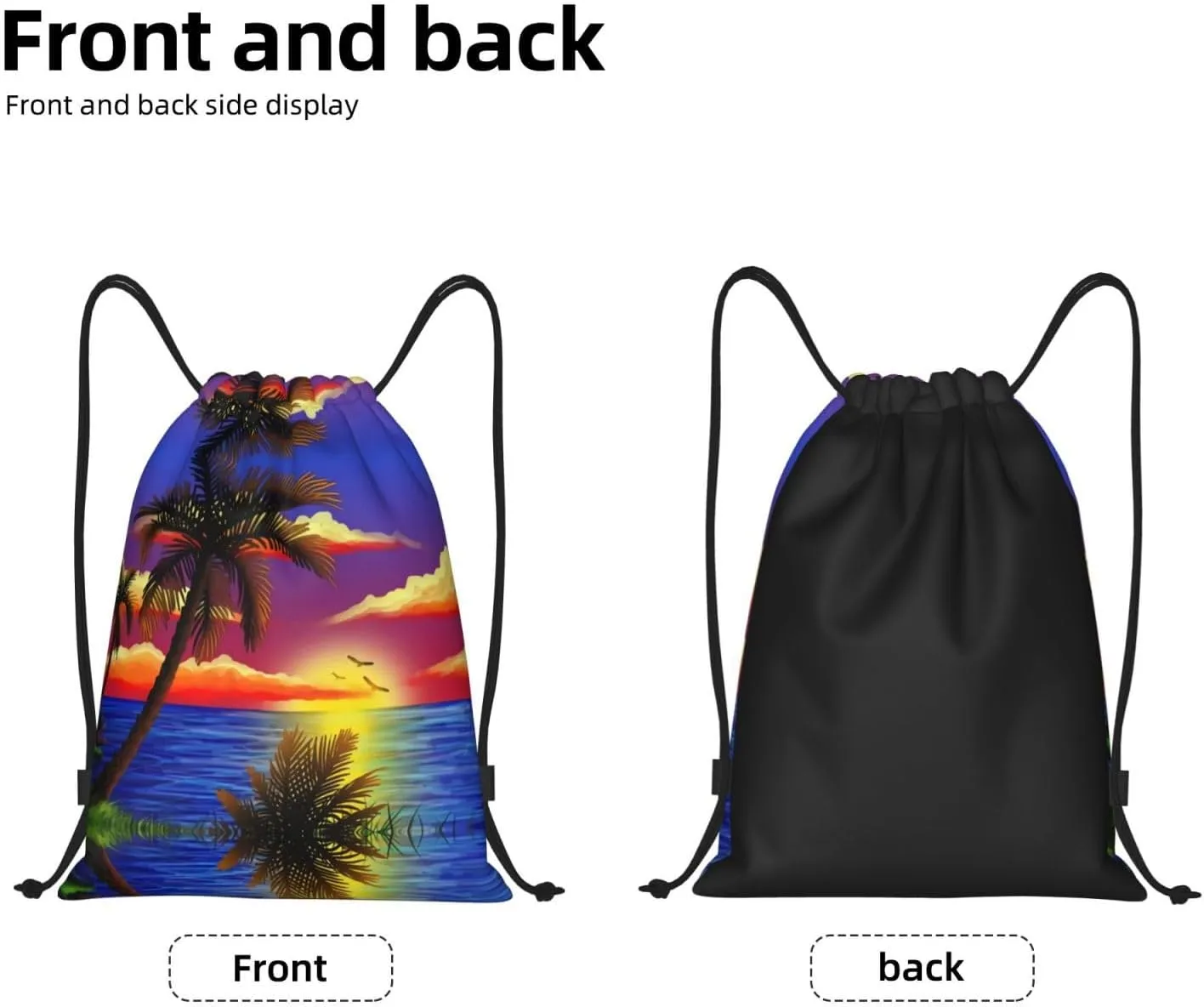 Tropical Palm Tree Drawstring Bags Hawaii Drawstring Backpack Gym Backpack Bags for Yoga Traveling Outdoor Sports