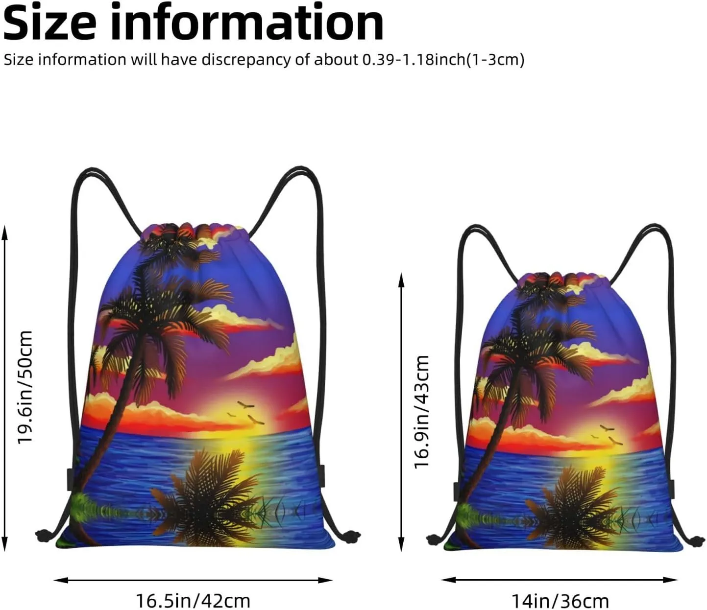 Tropical Palm Tree Drawstring Bags Hawaii Drawstring Backpack Gym Backpack Bags for Yoga Traveling Outdoor Sports