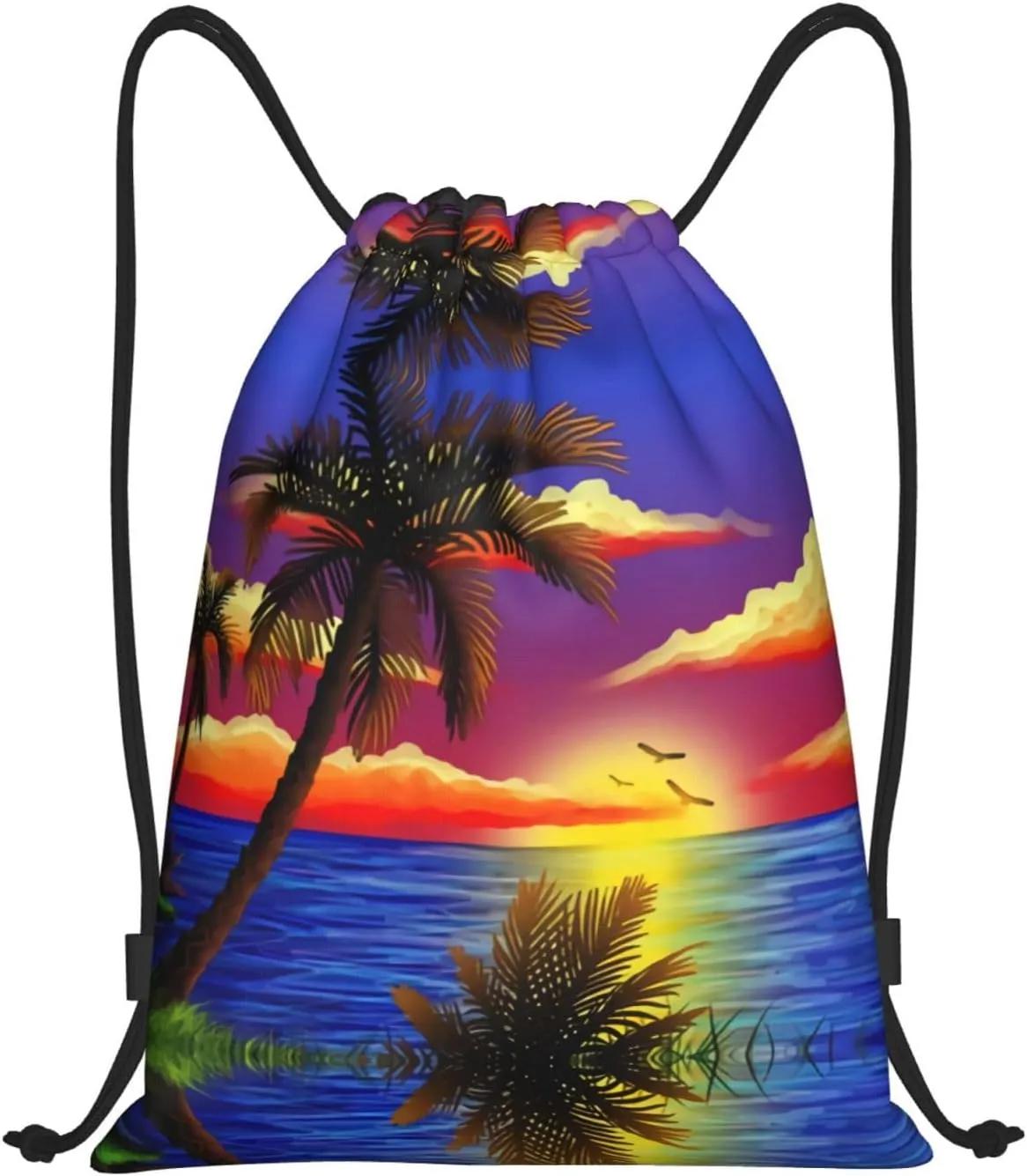 Tropical Palm Tree Drawstring Bags Hawaii Drawstring Backpack Gym Backpack Bags for Yoga Traveling Outdoor Sports