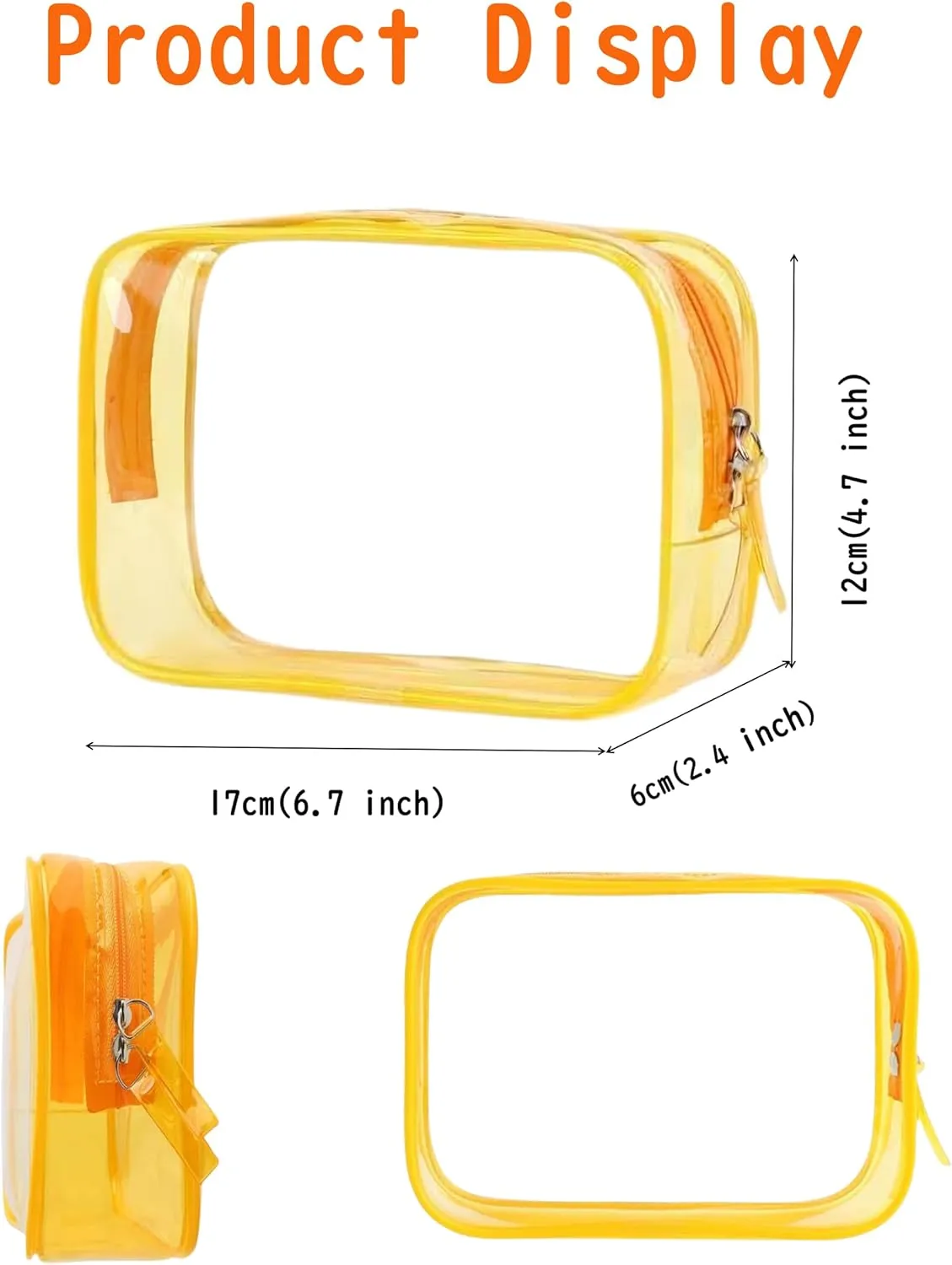 TSA Clear Toiletry Bags - 4 Pack Clear Travel Bags for Makeup & Toiletries, Small Multicolor Cosmetic Bags with Zipper (A-Color Series)