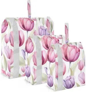 Tulips Flowers Pink Packing Cubes for Travel 3 Set Travel Bags Organizer Luggage Accessories for Travel