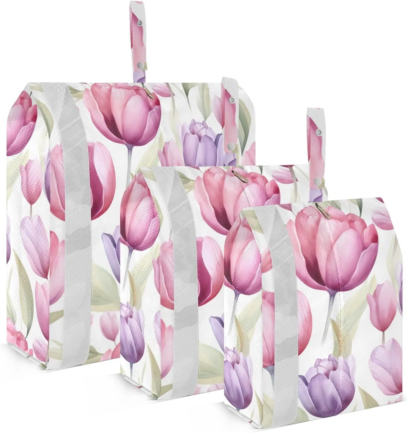 Tulips Flowers Pink Packing Cubes for Travel 3 Set Travel Bags Organizer Luggage Accessories for Travel