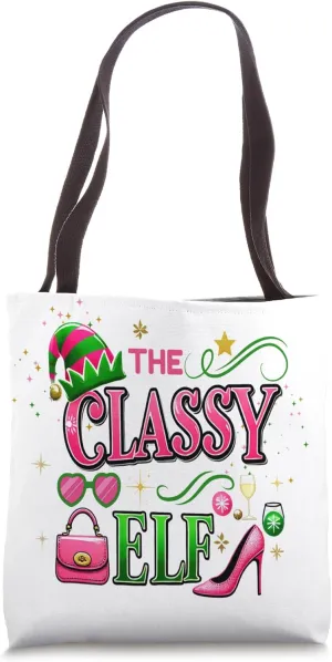 Unique Christmas The Classy Elf Elegant Glamorous Grocery Tote Bag