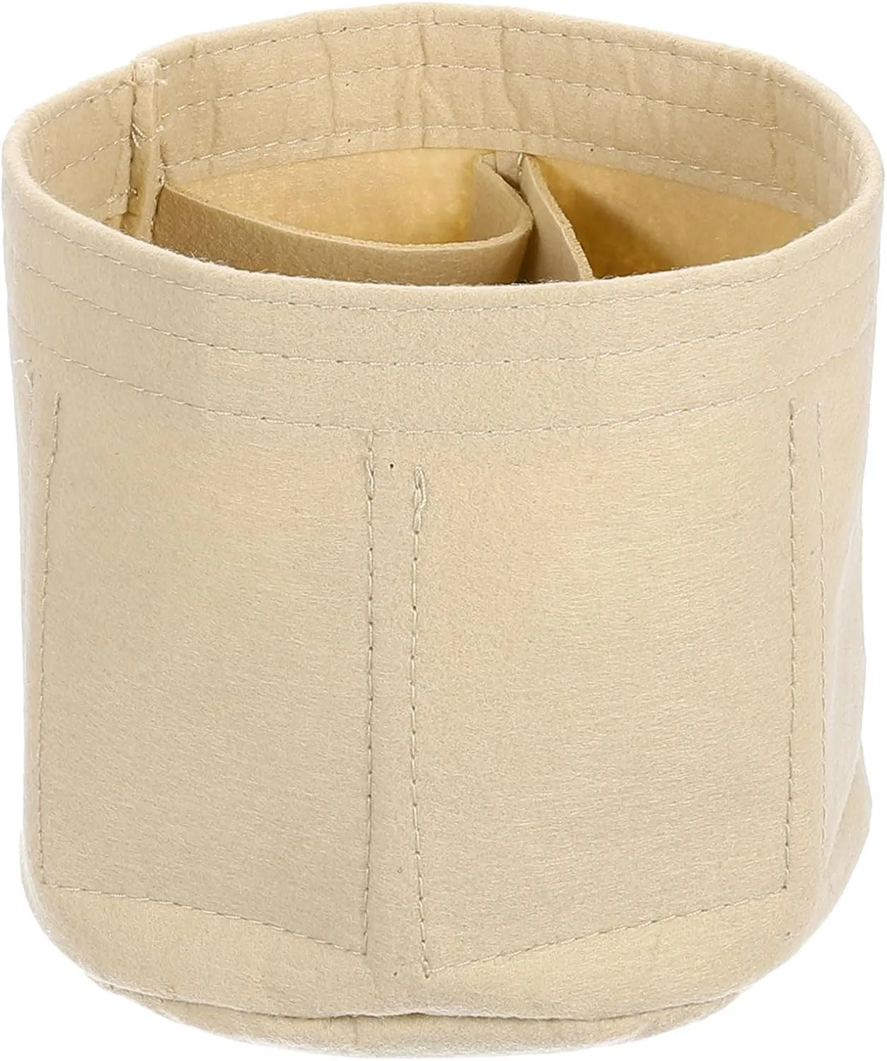 uxcell Purse Organizer Insert, Portable Felt Organizer Bags Round Multiple Compartments Purse Liner for Bucket Bag, Domed Satchel, Tote Bag, Handbag Shaper (8" x 4" x 5.5", Beige)