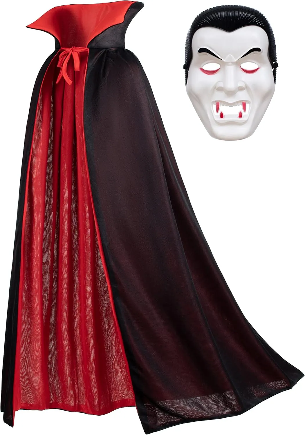 Vamprie Dracula Costume Cloak Cape for Halloween Party Long Reversible Stand-Up Collar Cape with Accessories
