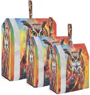 Watercolor Owls Packing Cubes for Travel 3 Set Travel Compression Bags Luggage Cubes for Travel Accessories