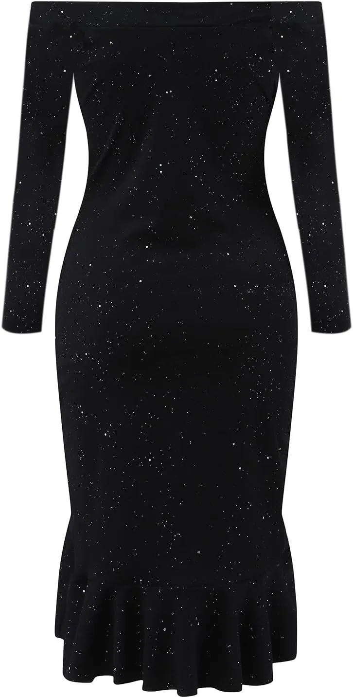 Wedding Guest Dresses for Women Sexy One Shoulder Sequin Smocked Formal Dress Sleeveless Side Slit Evening Party Dress