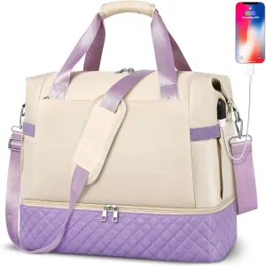 Weekender Ovnight Bag for Women travel with Shoes Storage, Airlines Carry on Bag with Wet Pocket, Gym Yoga Bag Hosptial Bags for labor and delivery