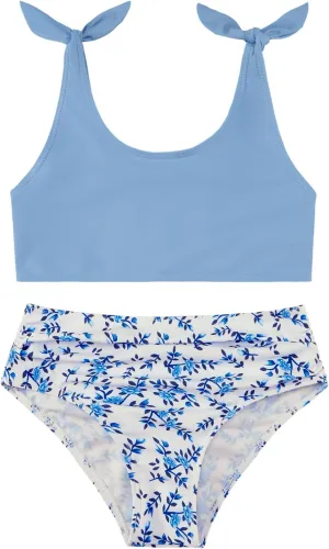 Weixinbuy Toddler Girls Swimsuits Bowknot Bikini Set Bathing Suit Swimwear for Girls 2-12 Years