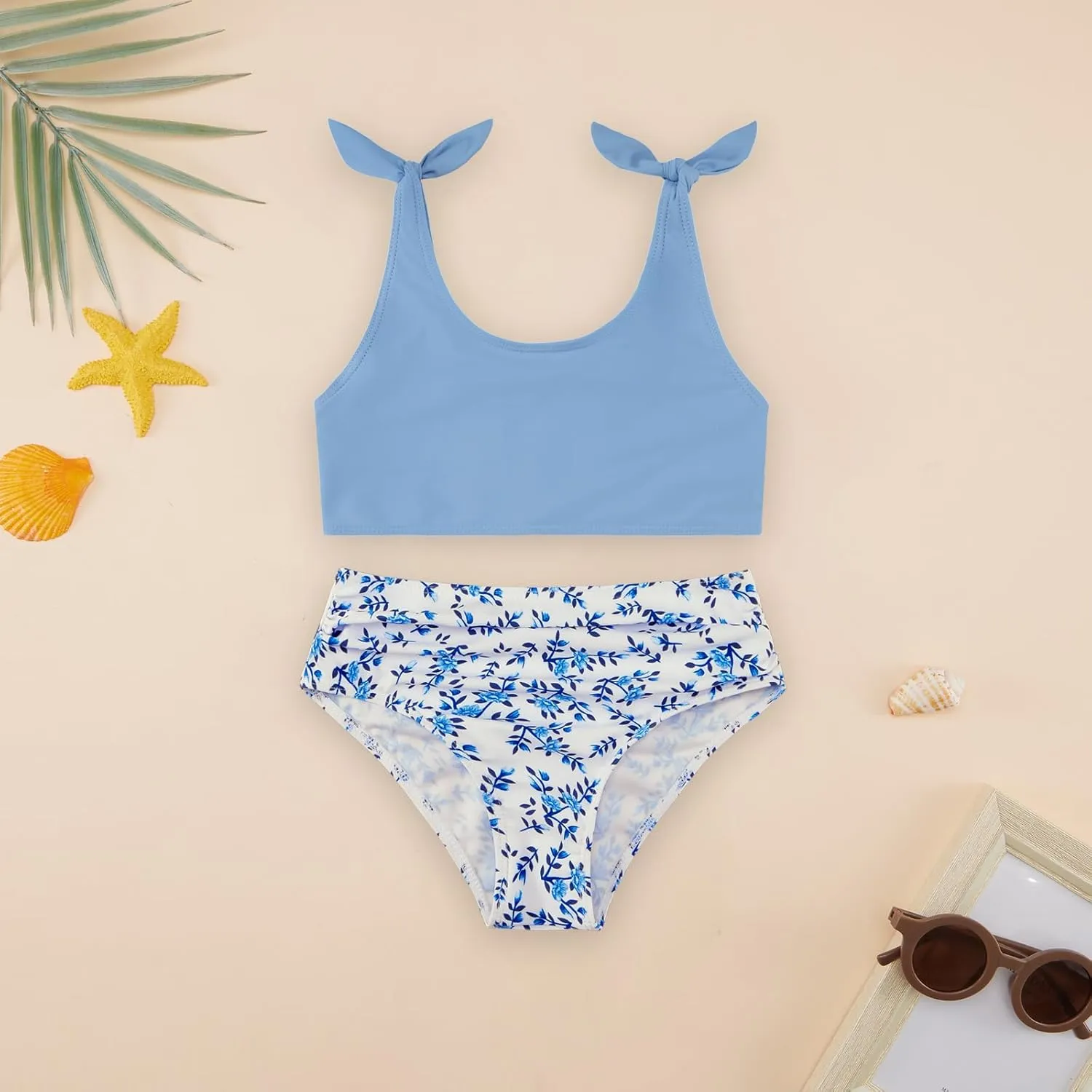 Weixinbuy Toddler Girls Swimsuits Bowknot Bikini Set Bathing Suit Swimwear for Girls 2-12 Years