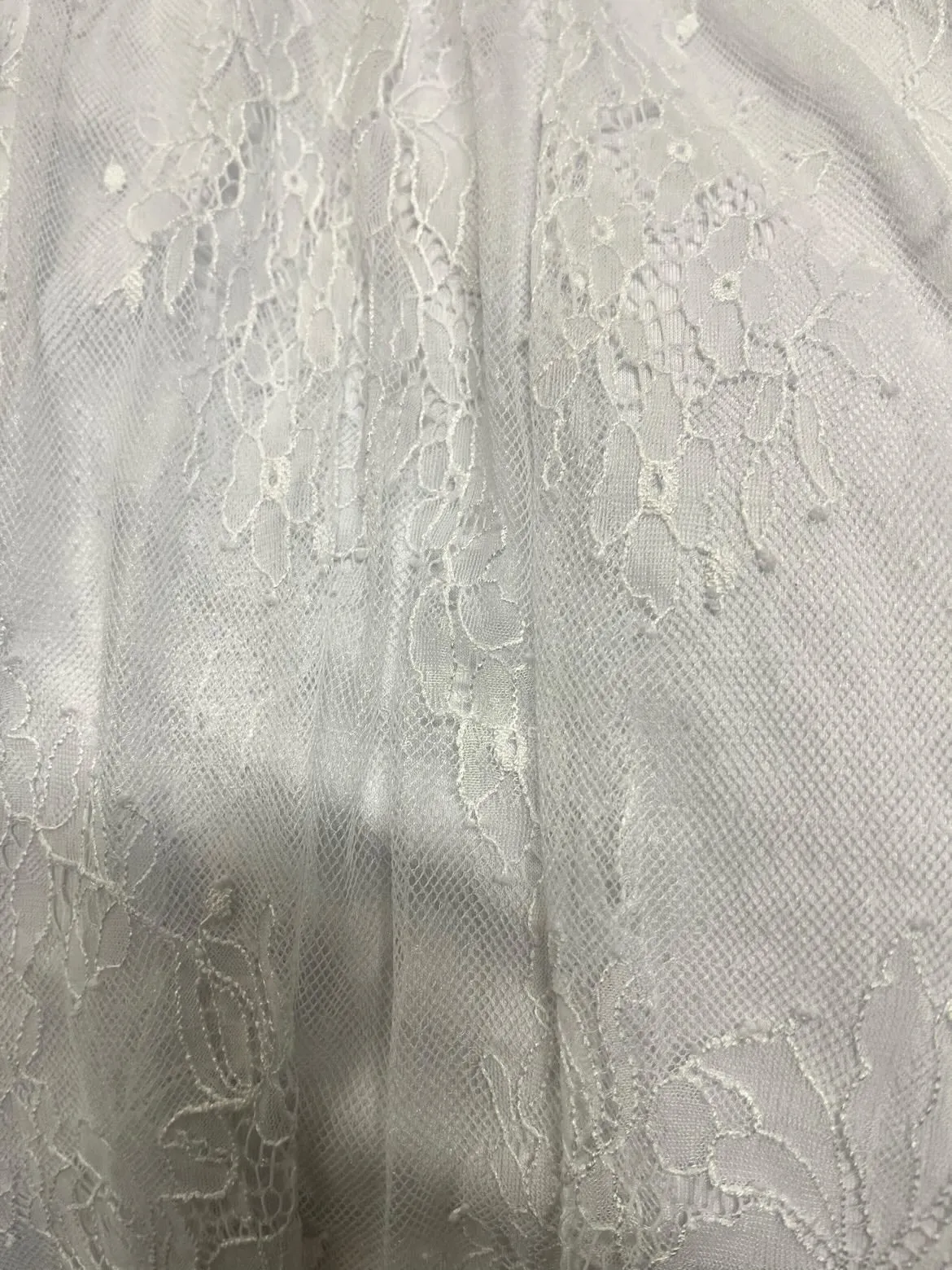 White mesh-Lace midi dress
