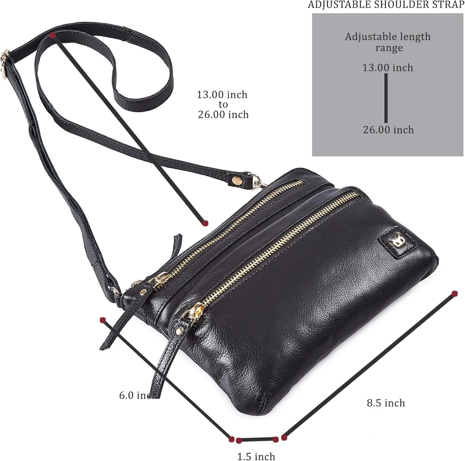 Wise Owl Accessories Small Crossbody Sling Bag Real Leather Purse for Women Crossover Trendy Shoulder Handbag