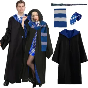 Wizard Costume Cosplay Set, Wizard Cloak Robe for Adults Teens, Wizarding Halloween Costume Accessories for Party