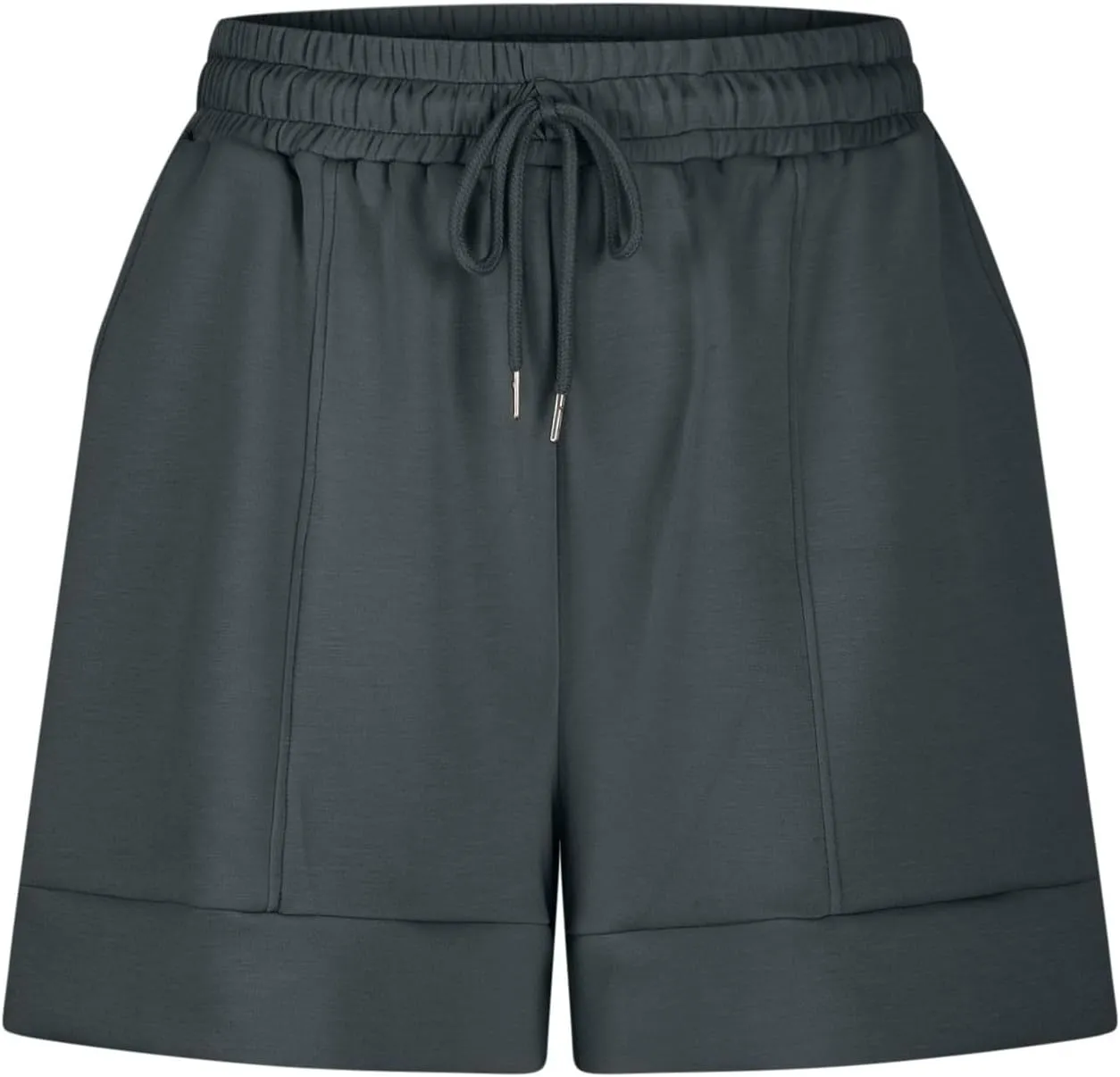 Women Athletic Shorts Casual Solid Stretchy High Waisted Fitness Short Gym Workout Running Shorts with Pockets