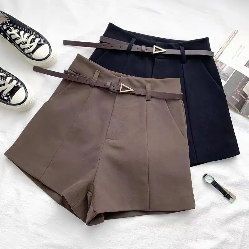 Women Office Lady Shorts Vintage High Waist Short Casual Trousers Summer