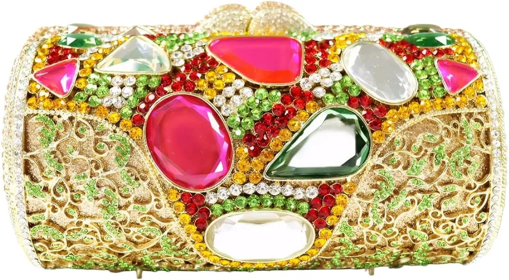 Women Rhinestone Fancy Purse Crystal Evening Bag with Removable Chain Clutch Purse for Homecoming Accessories Prom