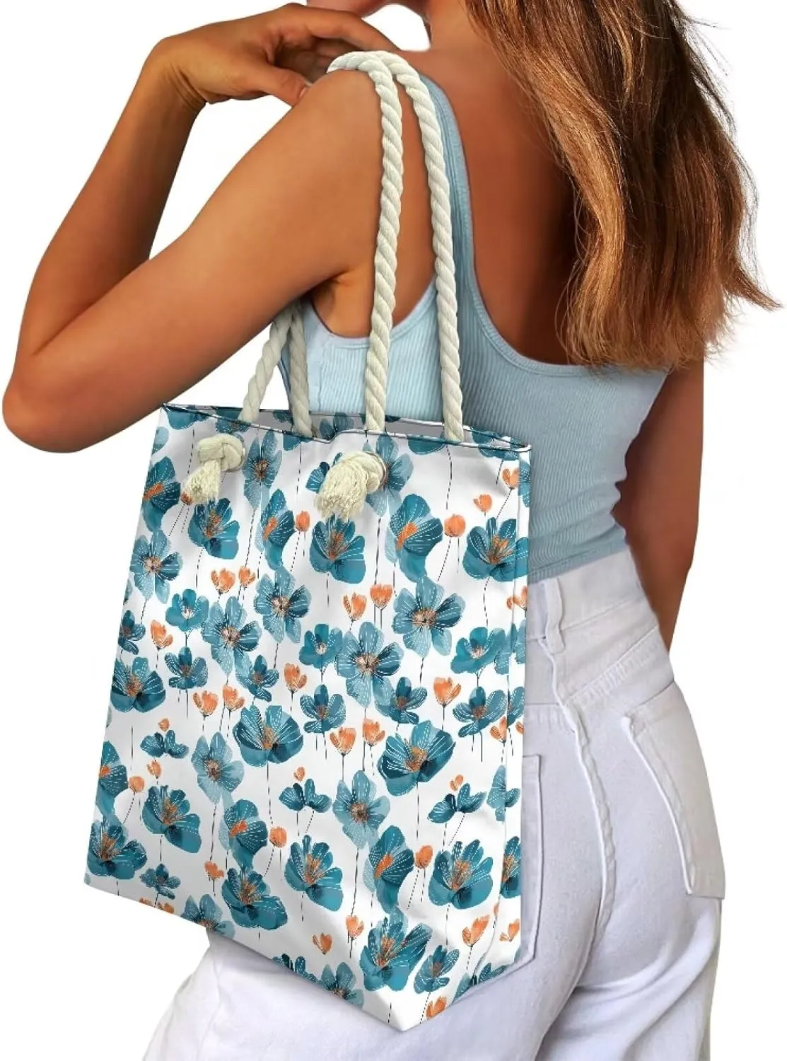Women Tote Bags, Large Beach Bag with Zipper Beach Tote Bags Handbag Weekender Bags for Travel Vacation