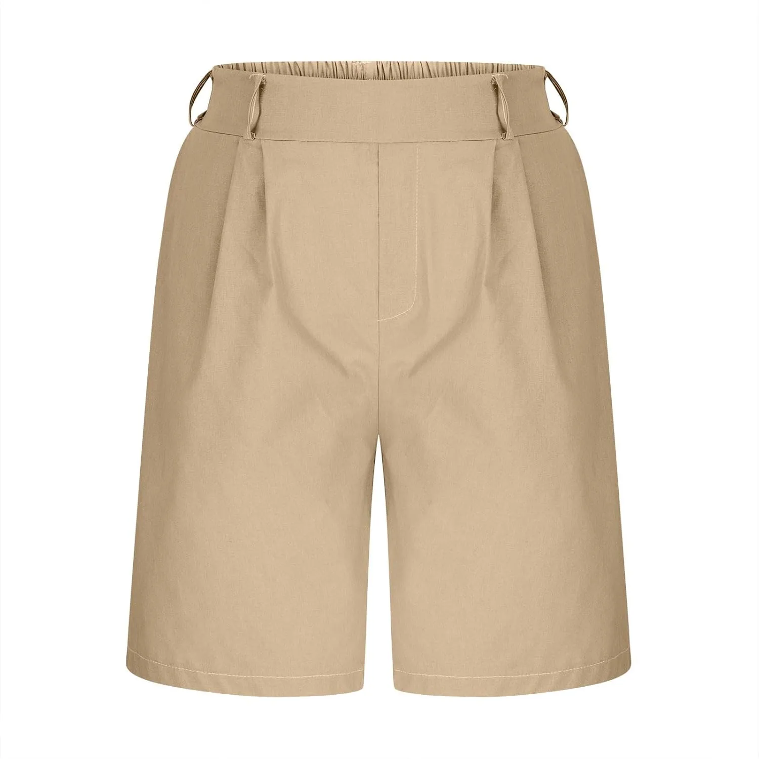 Women's Linen Shorts Summer Elastic High Waisted Wide Leg Bermuda Shorts Casual Loose Solid Color Jogger Short Pants