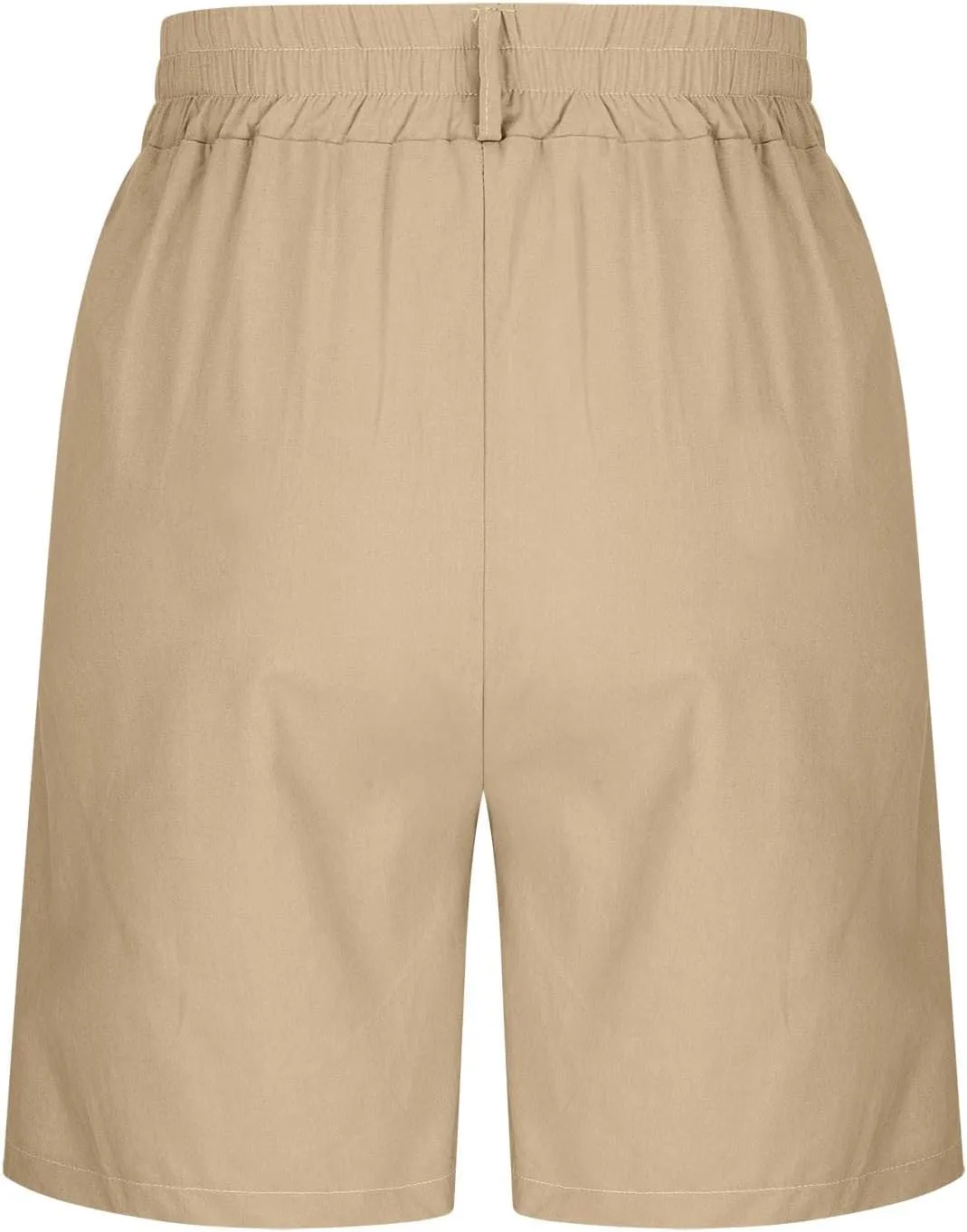 Women's Linen Shorts Summer Elastic High Waisted Wide Leg Bermuda Shorts Casual Loose Solid Color Jogger Short Pants
