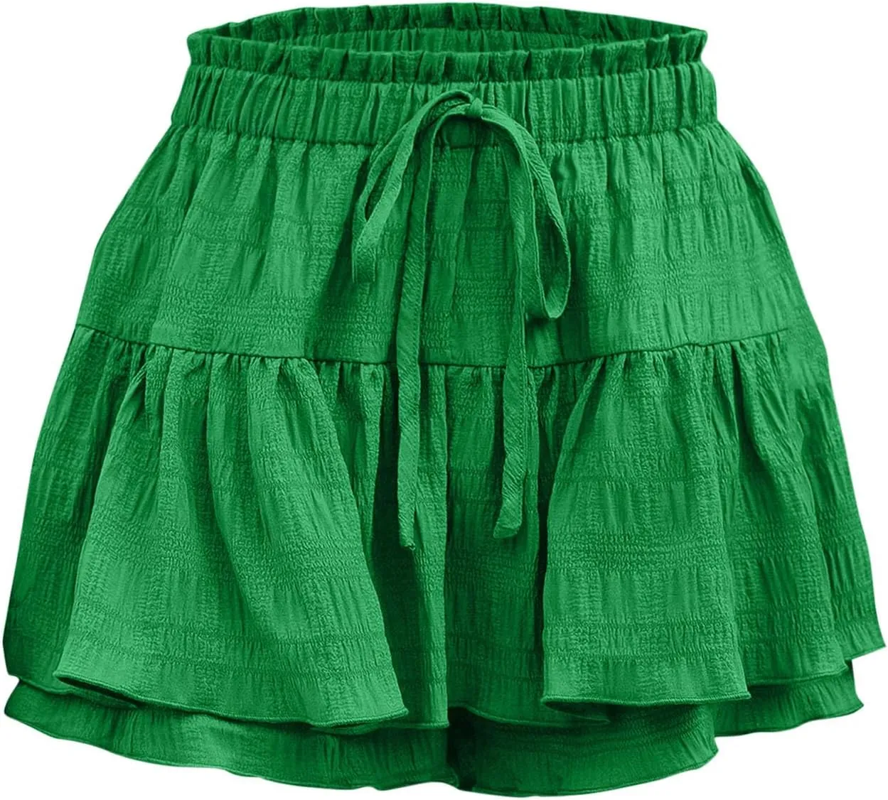 Womens Shorts Trendy Ruffle Hem Tiered Flowy Skorts High Waisted Drawstring Casual Summer Tennis Skirt Shorts 2025