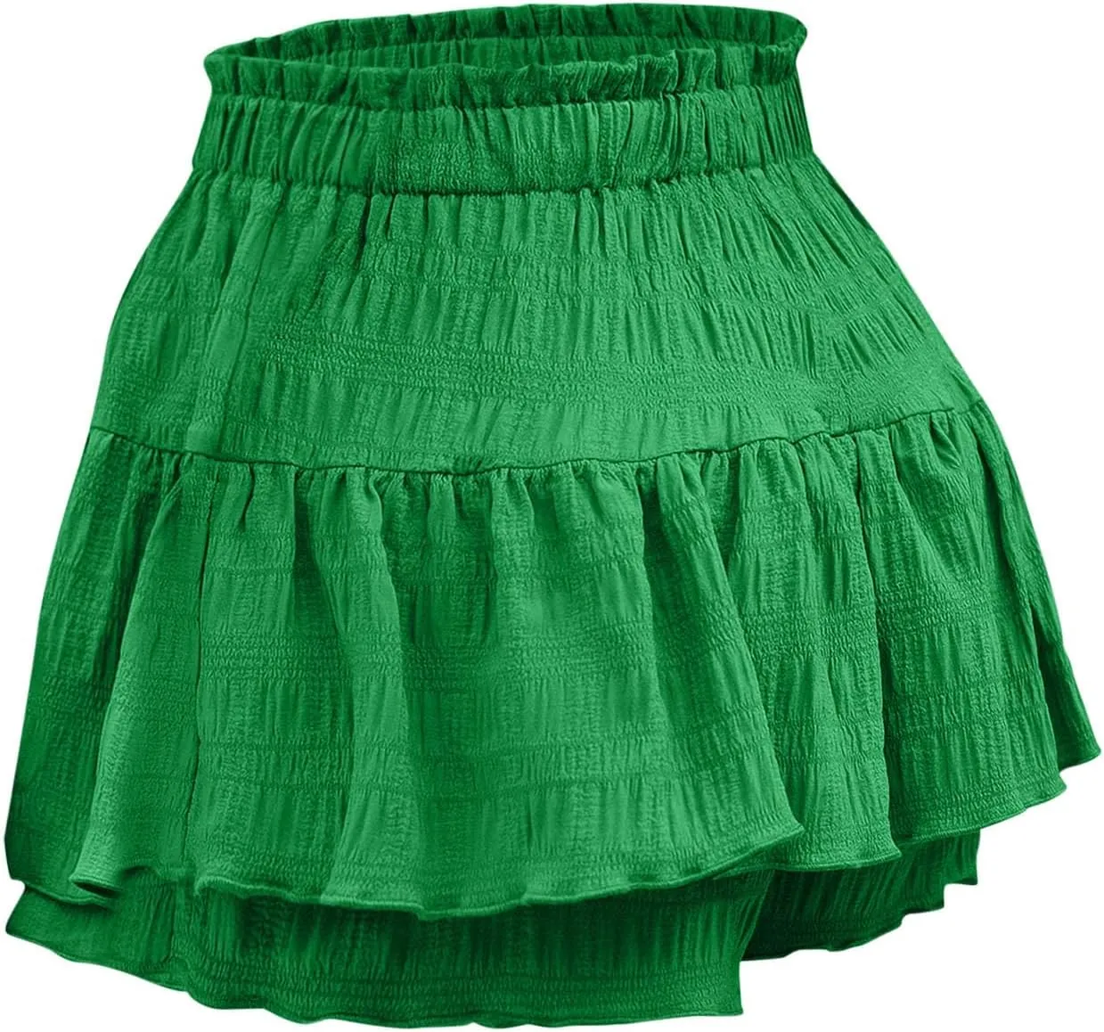 Womens Shorts Trendy Ruffle Hem Tiered Flowy Skorts High Waisted Drawstring Casual Summer Tennis Skirt Shorts 2025