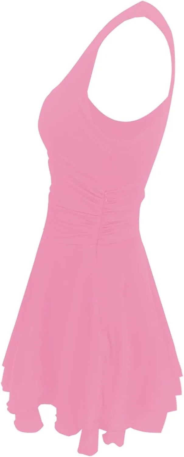 Women's Square Neck Sleeveless Mini Dress Ruched Waist Tiered Ruffle Hem A Line Short Dresses Summer Tank Slim Dress