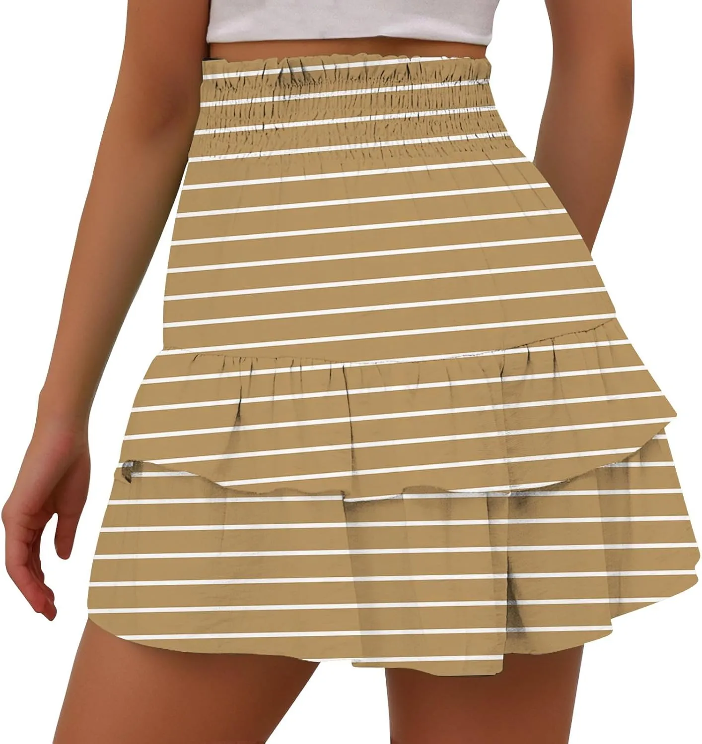 Women's Summer Wide Leg Printed High Waisted Lightweight Shorts with Floral Pleated Hem Casual Vacation Pants