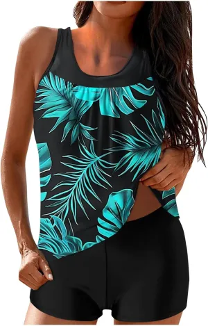 Womens Tankini Bathing Suits Two Piece Tankini Swimsuits with Shorts Plus Size High Waisted Swim Suits Tankinis 2025